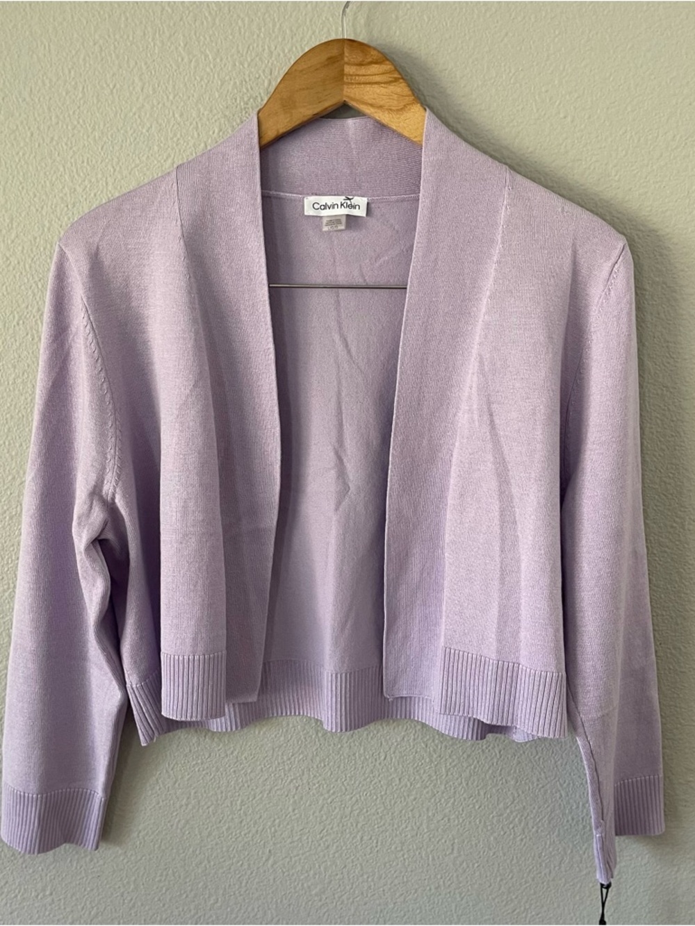 Calvin Klein Lilac Bolero Cropped Cardigan Size L NWT